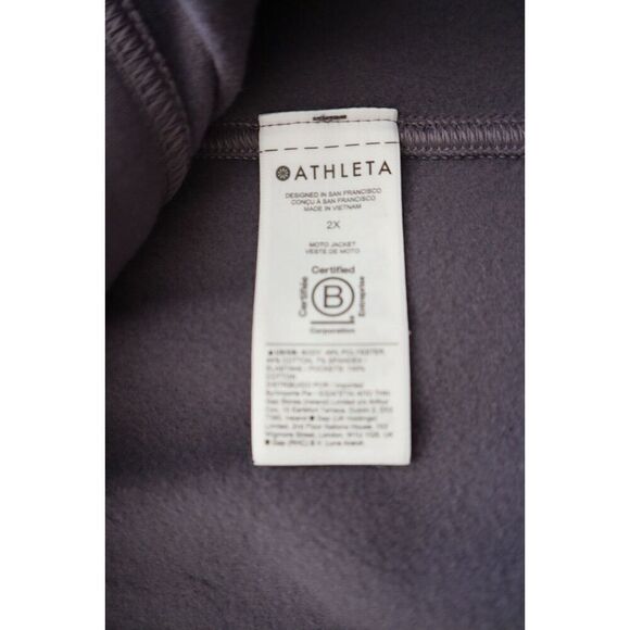 Athleta S252-0042 Women's Sz 2XL Purple Asymmetrical Full Zip Moto Jacket - Picture 9 of 12